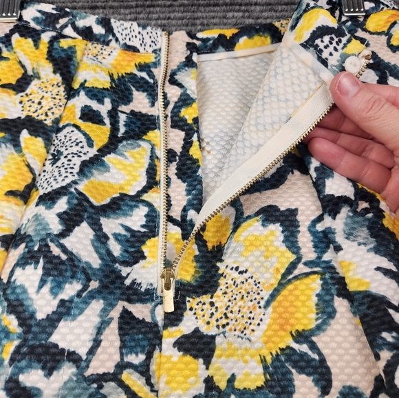 H&M Floral Print Flare Pleated Women's Midi Skirt Yellow Green Size 8 - Picture 8 of 14